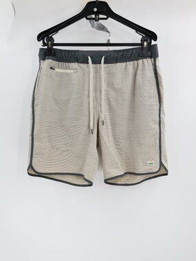 Vuori Banks Shorts Mens Medium Swim 7" Striped Drawstring Elastic Waistband